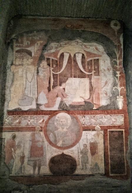 A picture containing indoor, old, painting, stoneDescription automatically generated